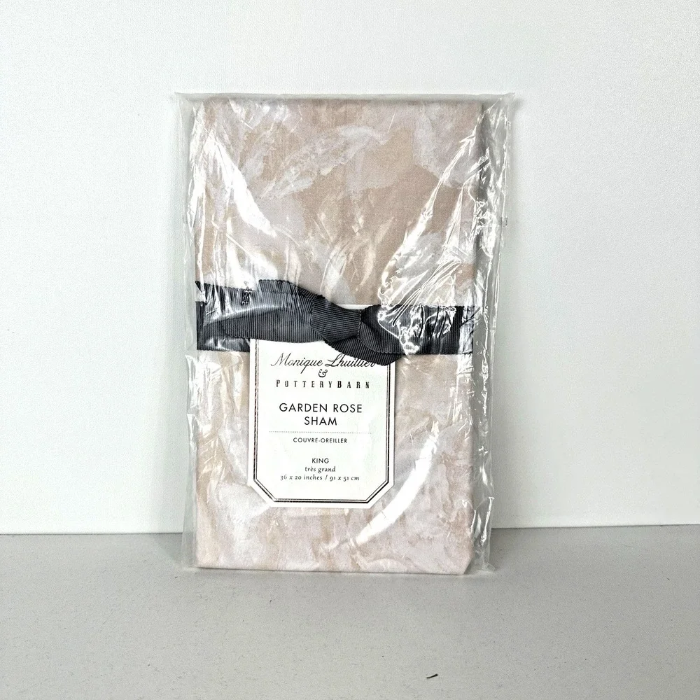 Pottery‎ Barn Monique Lhuillier Garden Rose King Sateen Sham Blush Pink New